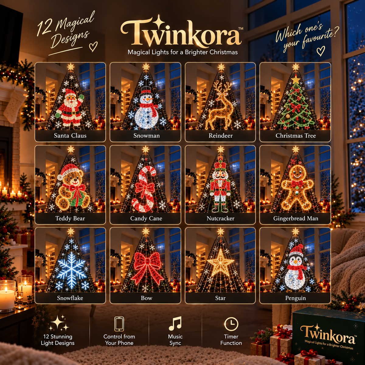 Twinkora™ Smart LED Christmas Tree Lights