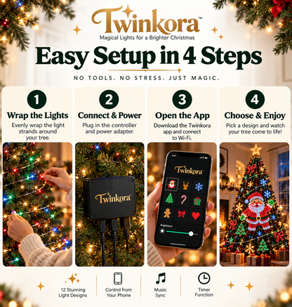 Twinkora™ Smart LED Christmas Tree Lights