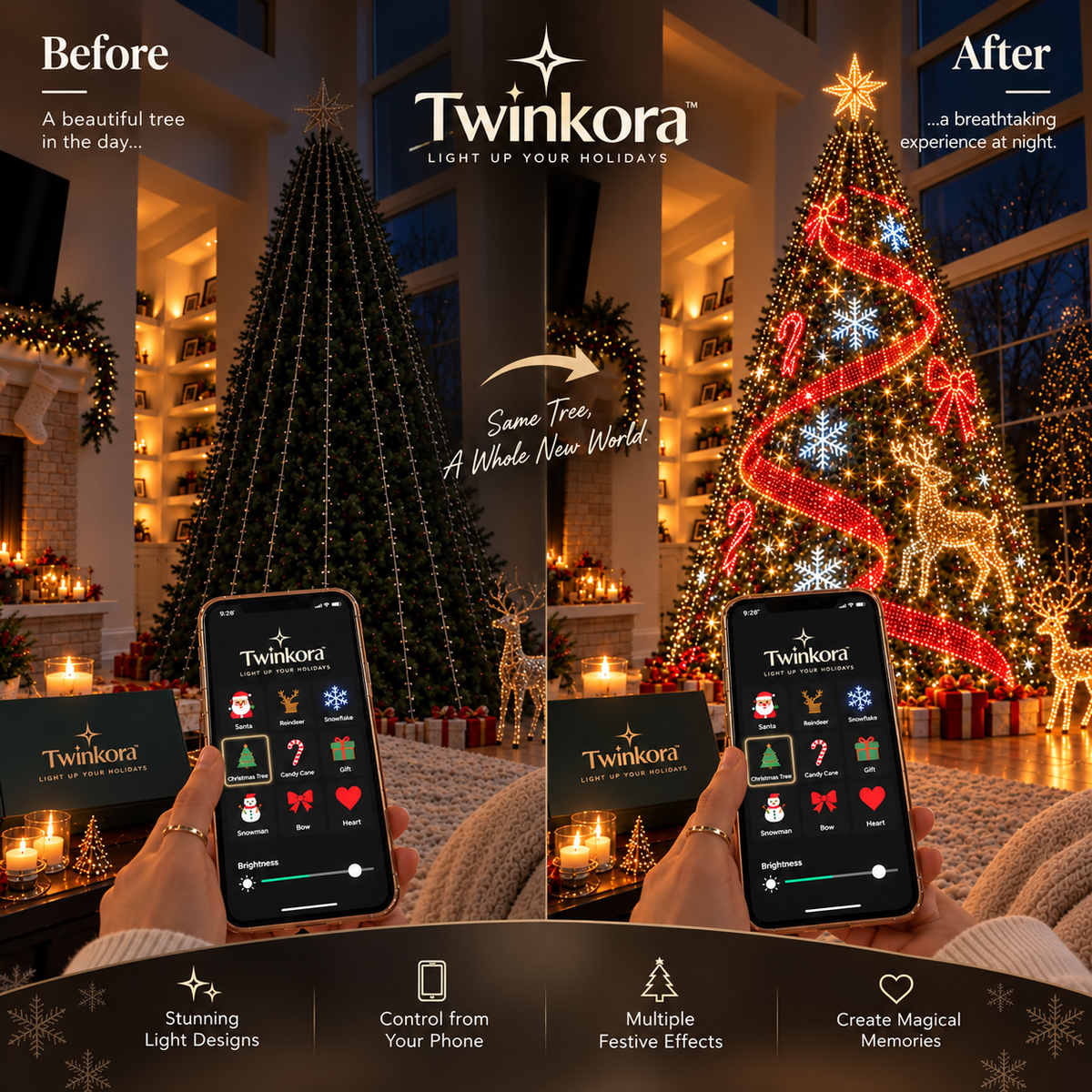 Twinkora™ Smart LED Christmas Tree Lights